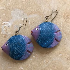 Wooden Angel Fish Earrings